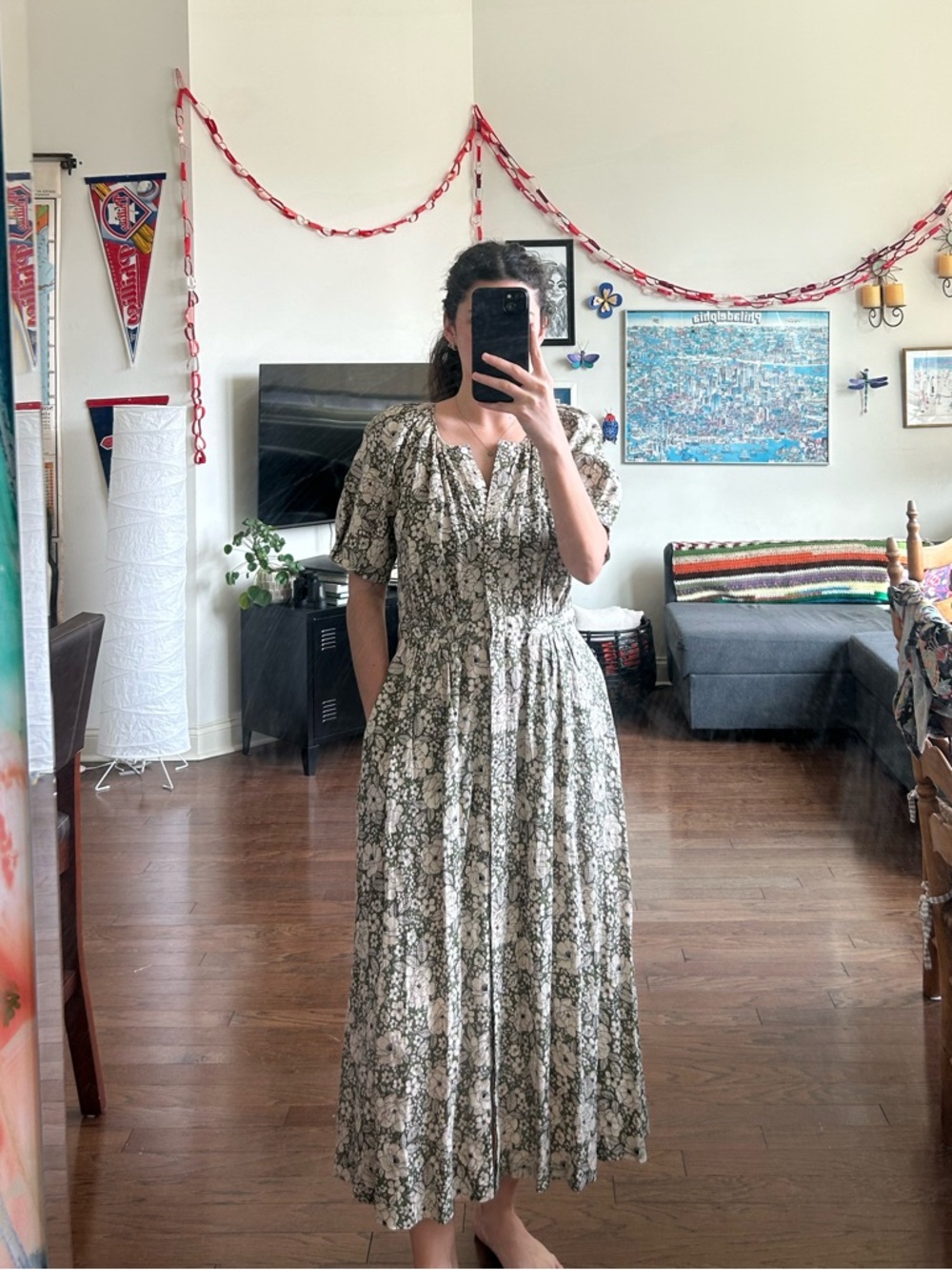 Brooks Brothers Linen Floral Maxi Dress